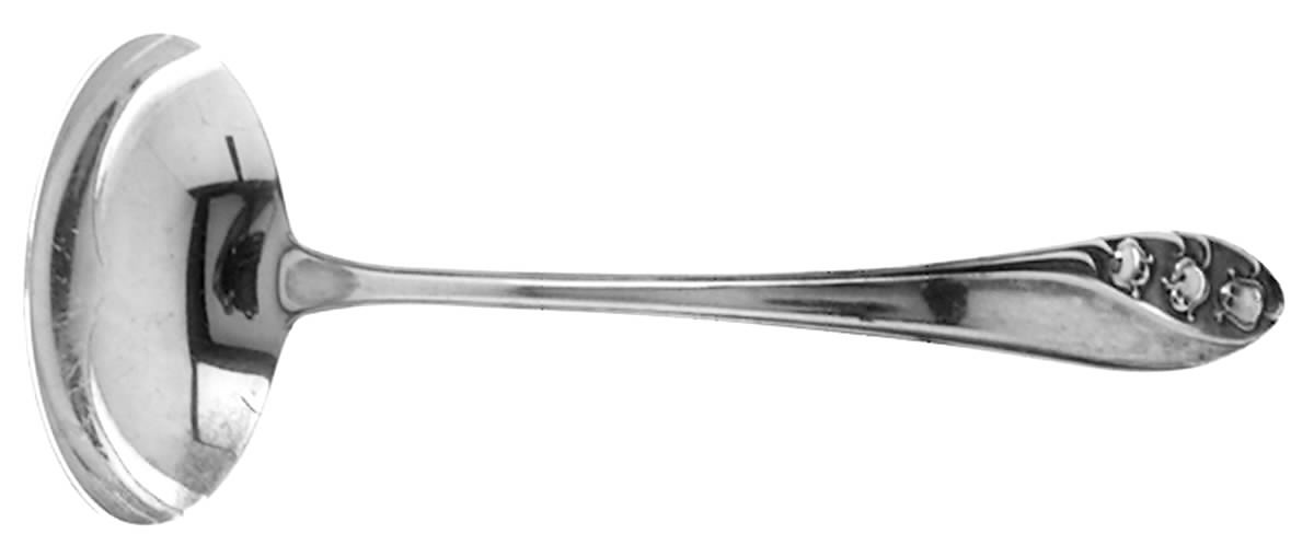 Lily of The Valley (Sterling, 1950, No Monos) Solid Gravy Ladle by Gorham Silver-1