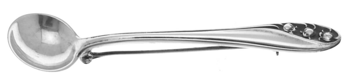 Lily of The Valley (Sterling, 1950, No Monos) Lapel Pin by Gorham Silver-1