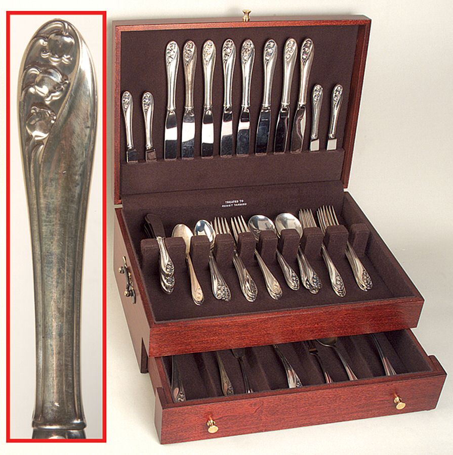 Lily of The Valley (Sterling, 1950, No Monos) 55 Piece Set by Gorham Silver-1