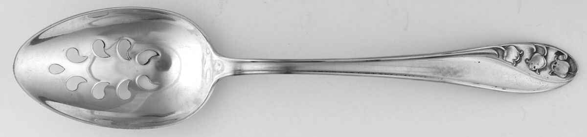 Lily of The Valley (Sterling, 1950, No Monos) Pierced Tablespoon (Serving Spoon) CM by Gorham Silver-1