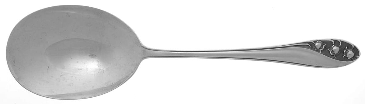 Lily of The Valley (Sterling, 1950, No Monos) Solid Salad Serving Spoon by Gorham Silver-1