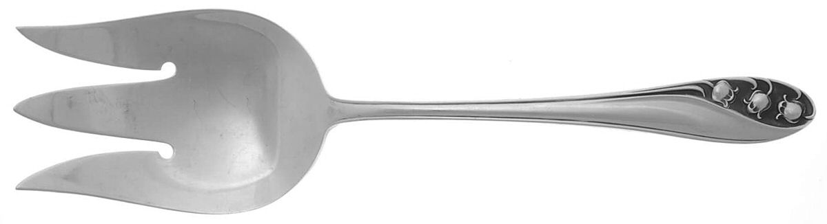 Lily of The Valley (Sterling, 1950, No Monos) Solid Salad Serving Fork by Gorham Silver-1