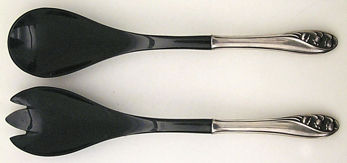 Lily of The Valley (Sterling, 1950, No Monos) Plastic Bowl 2-Piece Salad Set by Gorham Silver-1