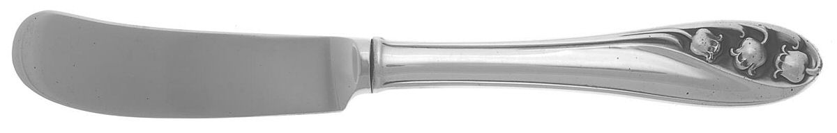 Lily of The Valley (Sterling, 1950, No Monos) Butter Spreader Hollow Hdl-Paddle/Stainless Blade by Gorham Silver-1