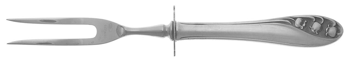Lily of The Valley (Sterling, 1950, No Monos) Small Steak Carving Fork with Stainless Prongs by Gorham Silver-1