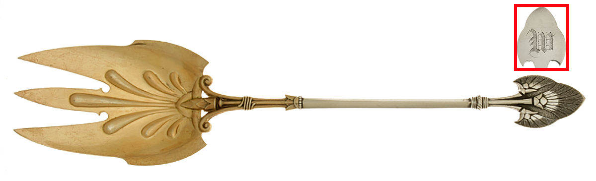 Lotus (Sterling, 1865) Solid Salad Serving Fork by Gorham Silver-1