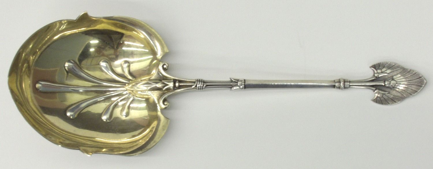 Lotus (Sterling, 1865) Large Solid Berry/Casserole Spoon by Gorham Silver-1