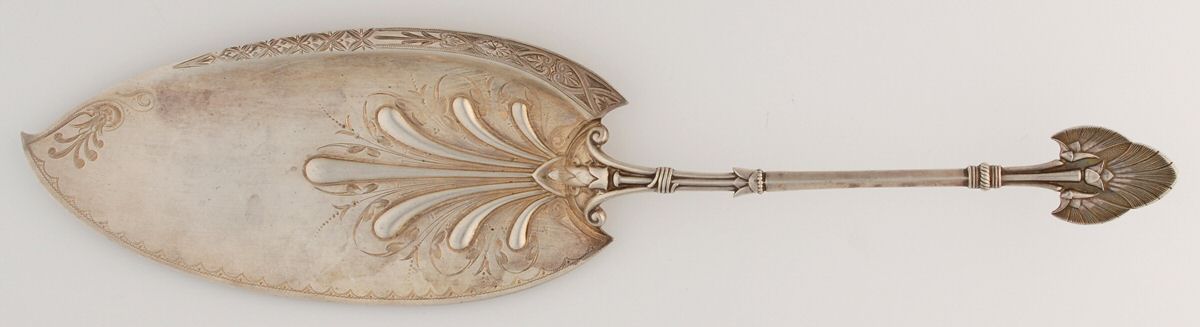 Lotus (Sterling, 1865) Large Solid Bright Cut Fish Serving Knife by Gorham Silver-1