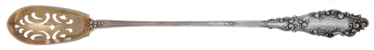 Luxembourg (Sterling, 1893) Pierced Bowl Long Handle Olive Spoon by Gorham Silver-1