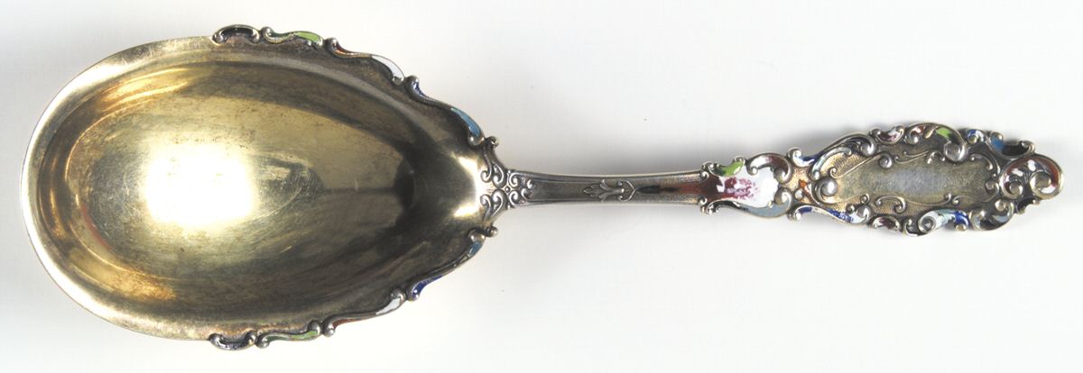 Luxembourg (Sterling, 1893) Large Solid Berry/Casserole Spoon (Enamel) by Gorham Silver-1