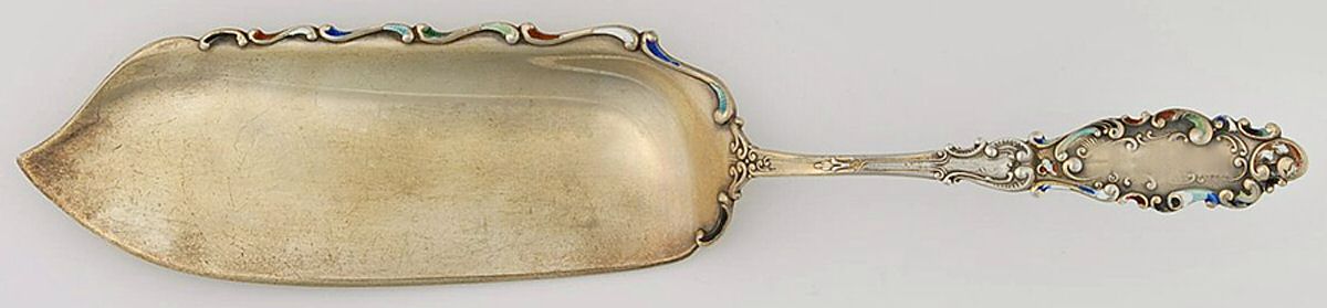 Luxembourg (Sterling, 1893) Small Enamelled Solid Fish Serving Knife by Gorham Silver-1