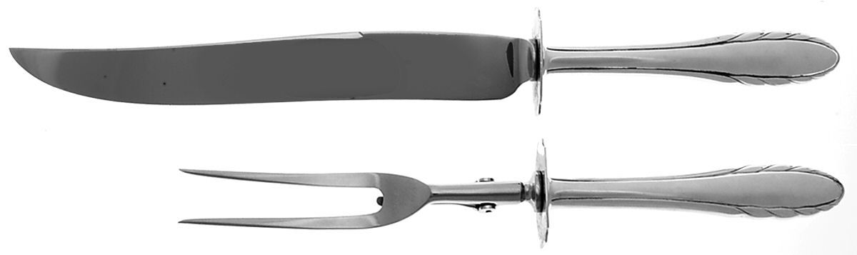 Lyric (Sterling, 1940, No Monos) (2 Pc)Carving Set-Lg Stnbl/Roast w/Sterling Guard by Gorham Silver-1