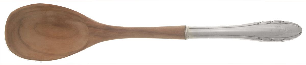Lyric (Sterling, 1940, No Monos) Salad Serving Spoon with Wooden Bowl by Gorham Silver-1