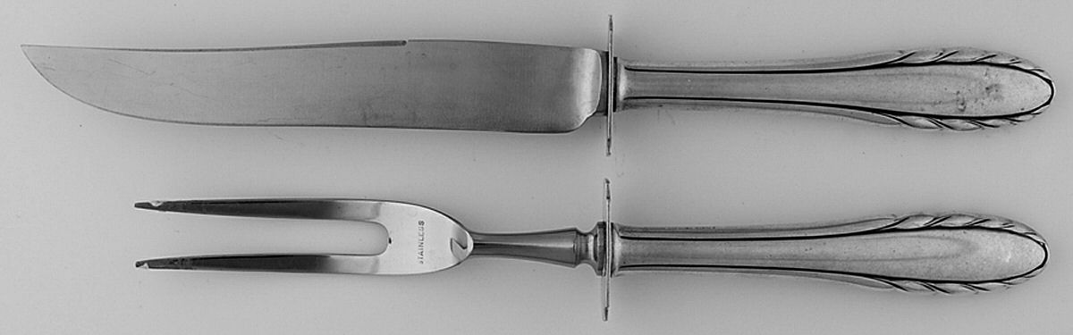 Lyric (Sterling, 1940, No Monos) 2 Piece Small Carving Set W Sterling Guard by Gorham Silver-1