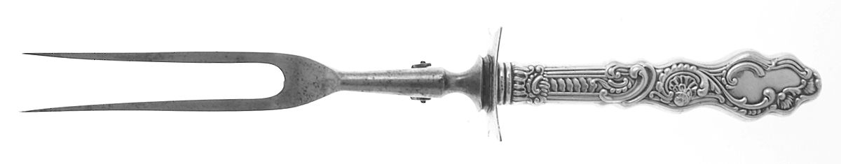 Marie Antoinette (Sterling, 1890) Large Stainless-Prong Roast Carving Fork by Gorham Silver-1