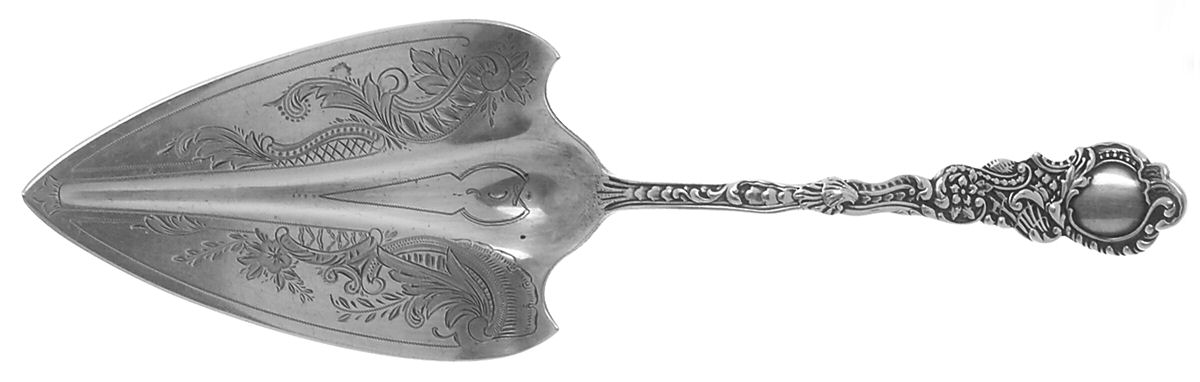 Marie Antoinette (Sterling, 1890) Large Solid Bright Cut Pie Knife by Gorham Silver-1
