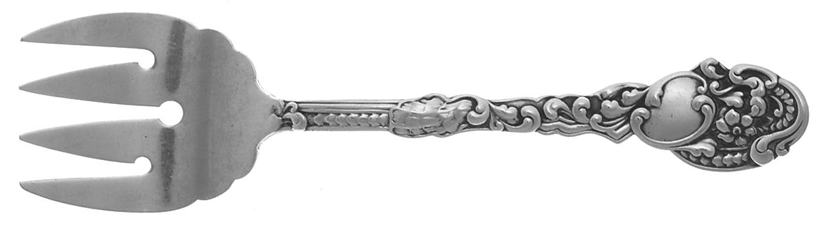 Marie Antoinette (Sterling, 1890) Large Solid Tined Sardine Serving Fork by Gorham Silver-1
