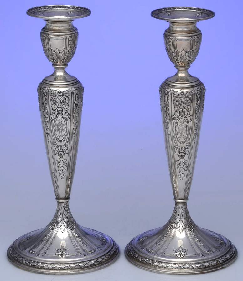 Maintenon (Sterling, Hollowware) Pair of Weighted Candlesticks by Gorham Silver-1