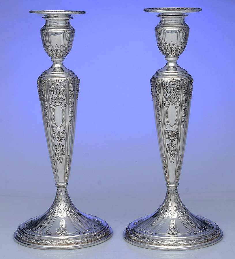Maintenon (Sterling, Hollowware) Pair of Weighted Candlesticks by Gorham Silver-1