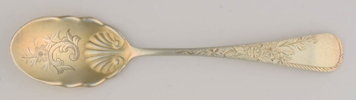 Marguerite-Engraved (Sterling, 1885) Ice Cream Spoon Bright Cut by Gorham Silver-1