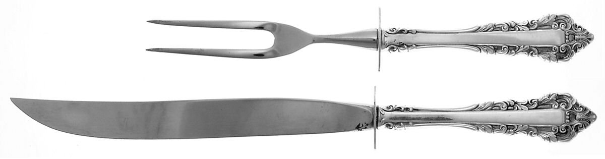 Medici (Sterling, 1971) Large 2-Piece Roast Carving Set w/Stainless Blade by Gorham Silver-1