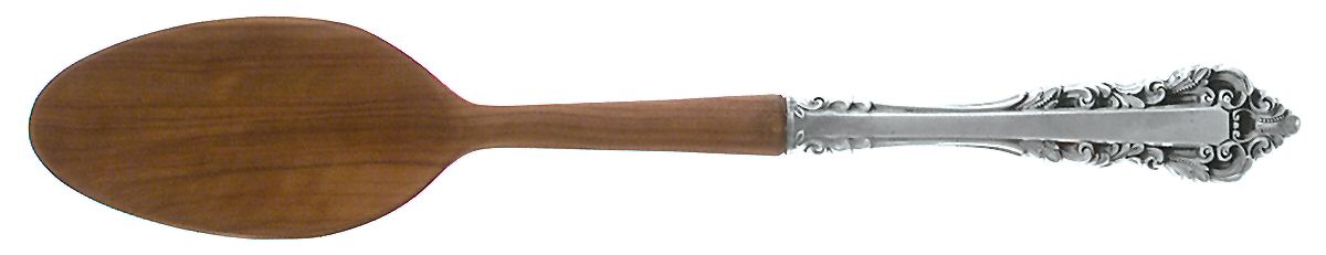 Medici (Sterling, 1971) Salad Serving Spoon with Wooden Bowl by Gorham Silver-1