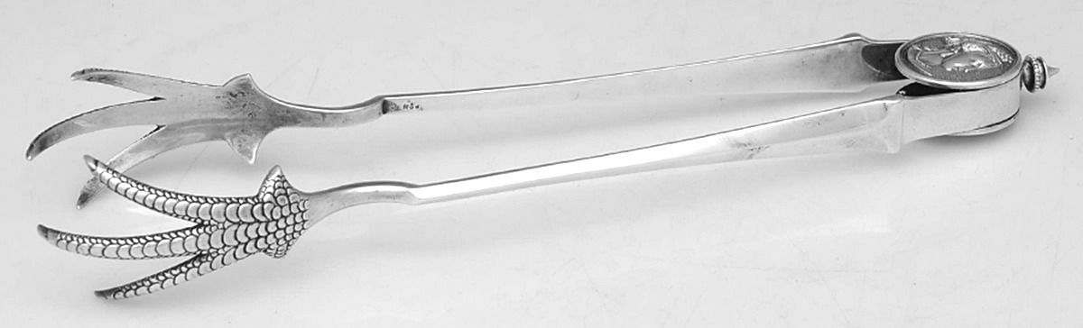 Medallion (Sterling, 1864) Oversized Ice Serving Tongs with Claw Tips by Gorham Silver-1