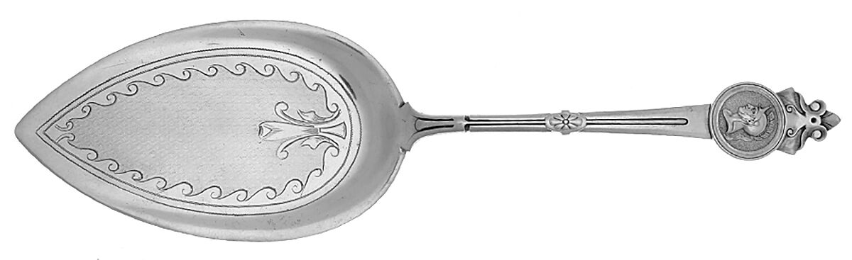 Medallion (Sterling, 1864) Large Solid Bright Cut Pie Knife by Gorham Silver-1