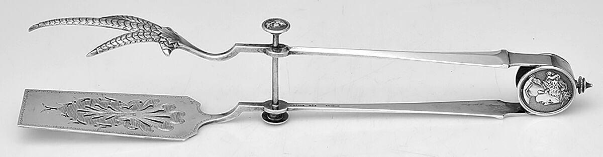 Medallion (Sterling, 1864) Solid Yoked Asparagus Tongs by Gorham Silver-1
