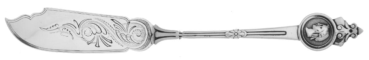 Medallion (Sterling, 1864) Flat Handle Bright Cut Master Butter by Gorham Silver-1