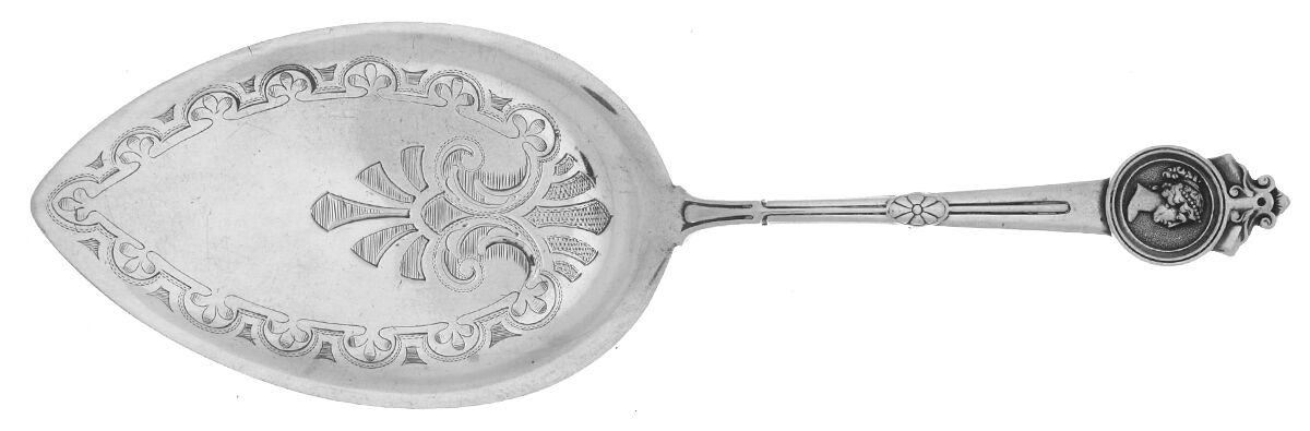 Medallion (Sterling, 1864) Large Solid Bright Cut Pie Knife by Gorham Silver-1