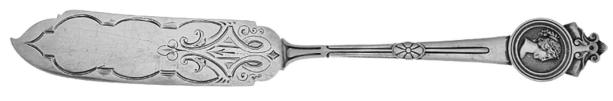Medallion (Sterling, 1864) Flat Handle Bright Cut Master Butter by Gorham Silver-1