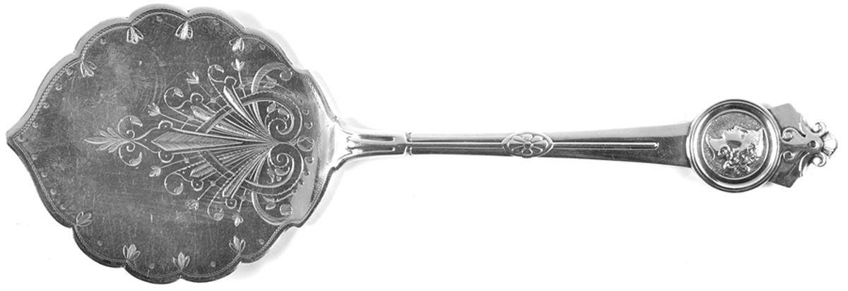 Medallion (Sterling, 1864) Bright Cut Solid Buckwheat Cake Server by Gorham Silver-1