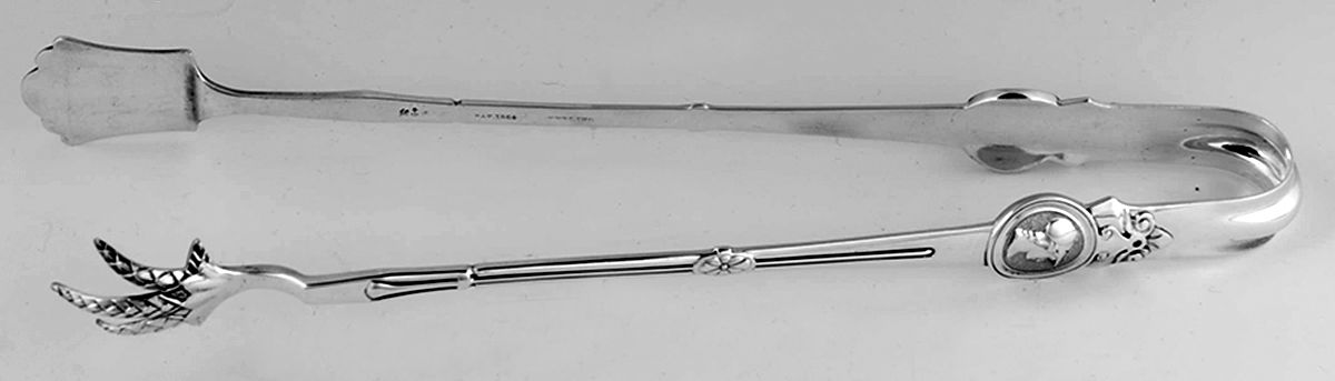 Medallion (Sterling, 1864) Solid Olive Serving Tongs by Gorham Silver-1