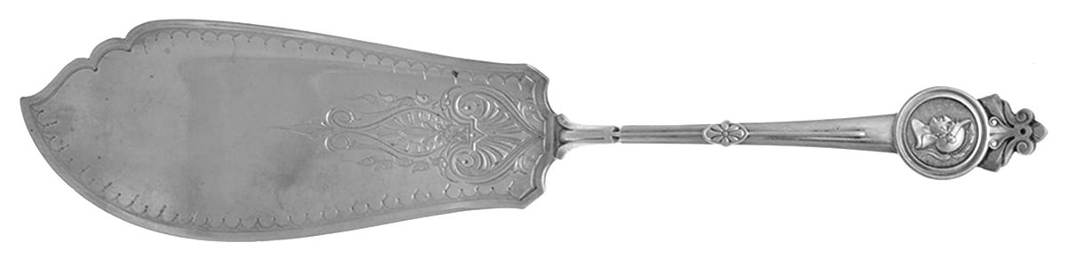 Medallion (Sterling, 1864) Large Solid Bright Cut Fish Serving Knife by Gorham Silver-1