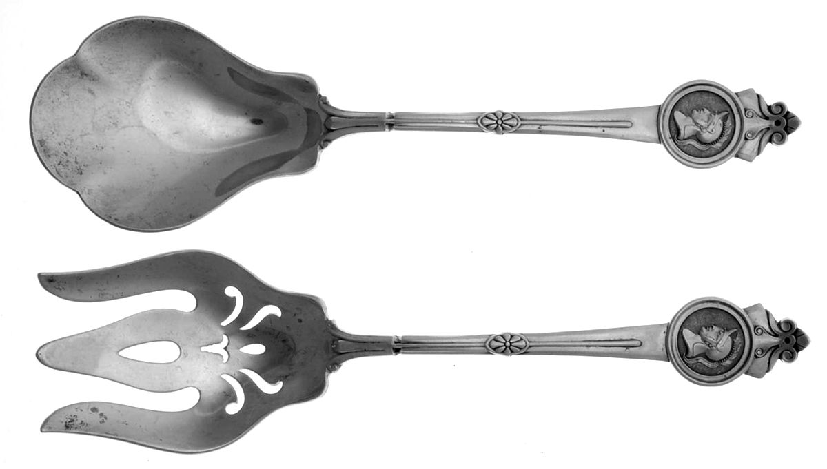 Medallion (Sterling, 1864) (2 Pc) Solid Salad Set by Gorham Silver-1