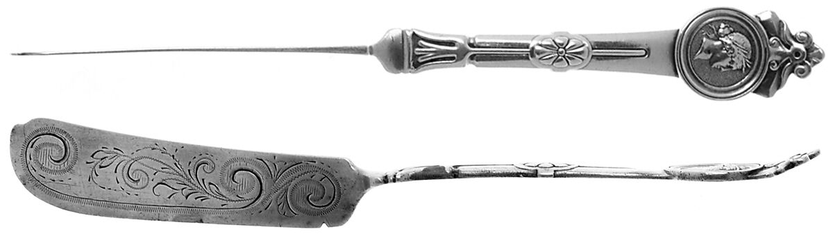 Medallion (Sterling, 1864) Flat Twisted Handle Master Butter Knife Bright Cut by Gorham Silver-1