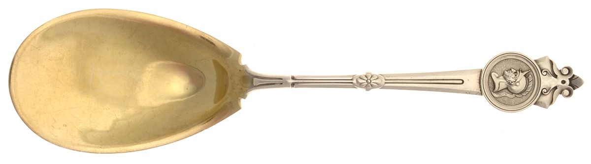 Medallion (Sterling, 1864) Solid Fried Oyster Server by Gorham Silver-1
