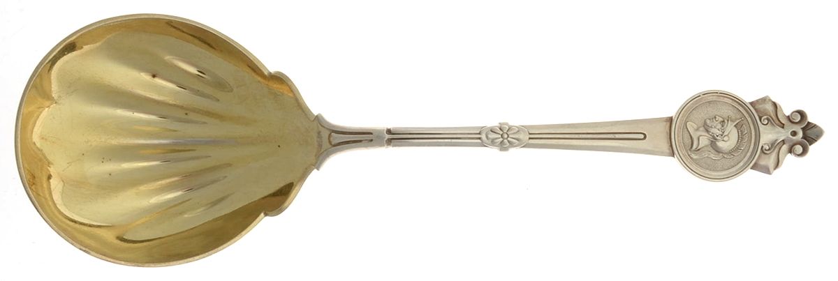 Medallion (Sterling, 1864) Large Solid Berry/Casserole Spoon by Gorham Silver-1