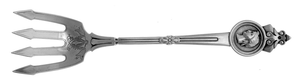 Medallion (Sterling, 1864) Sardine Serving Fork Tined Large Bright Cut by Gorham Silver-1