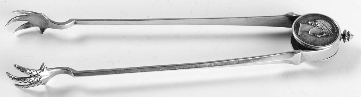 Medallion (Sterling, 1864) Large Ice Serving Tongs with Claw Tips by Gorham Silver-1
