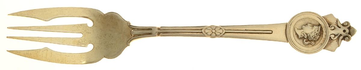 Medallion (Sterling, 1864) Large Individual Solid Fish/Salad Fork by Gorham Silver-1