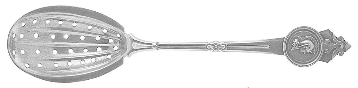 Medallion (Sterling, 1864) Pierced Bowl Short Handle Olive Spoon by Gorham Silver-1