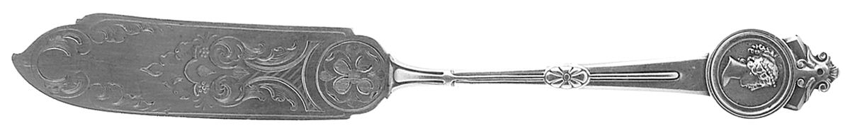 Medallion (Sterling, 1864) Flat Handle Bright Cut Master Butter by Gorham Silver-1