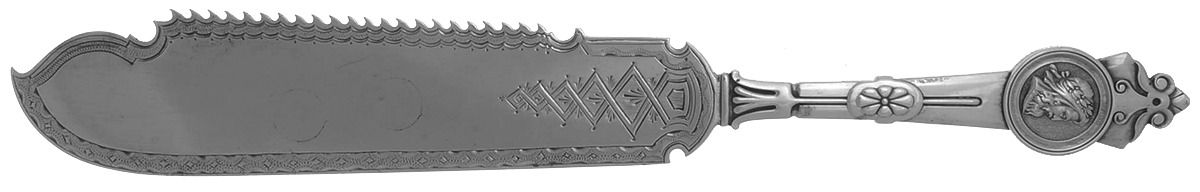 Medallion (Sterling, 1864) Solid Bright Cut Cake Saw by Gorham Silver-1