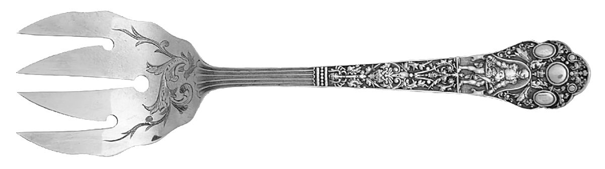 Medici-Old (Sterling, 1880, No Monograms) Large Solid Tined Sardine Serving Fork by Gorham Silver-1