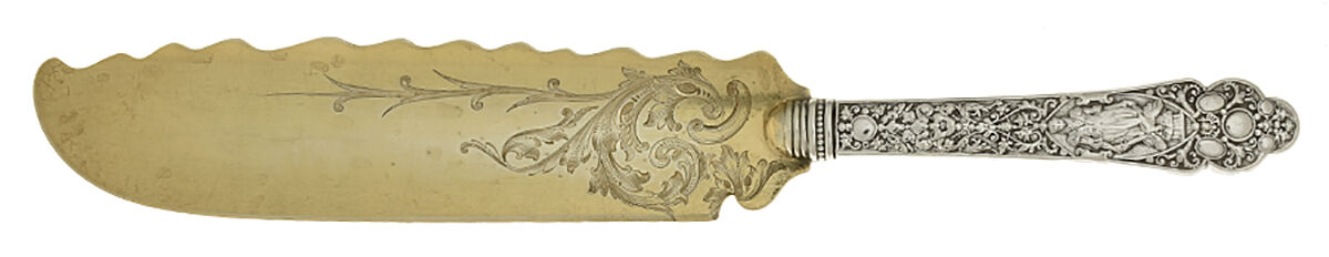 Medici-Old (Sterling, 1880, No Monograms) Sterling Blade Ice Cream Slicer,Hollow,Bright Cut by Gorham Silver-1