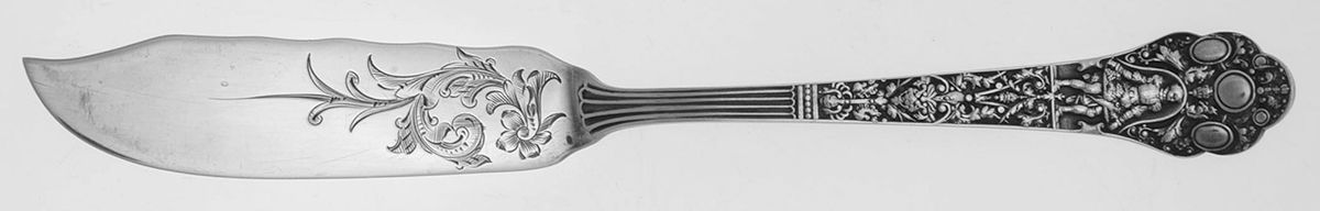 Medici-Old (Sterling, 1880, No Monograms) Bright Cut Solid Pickle Serving Knife by Gorham Silver-1