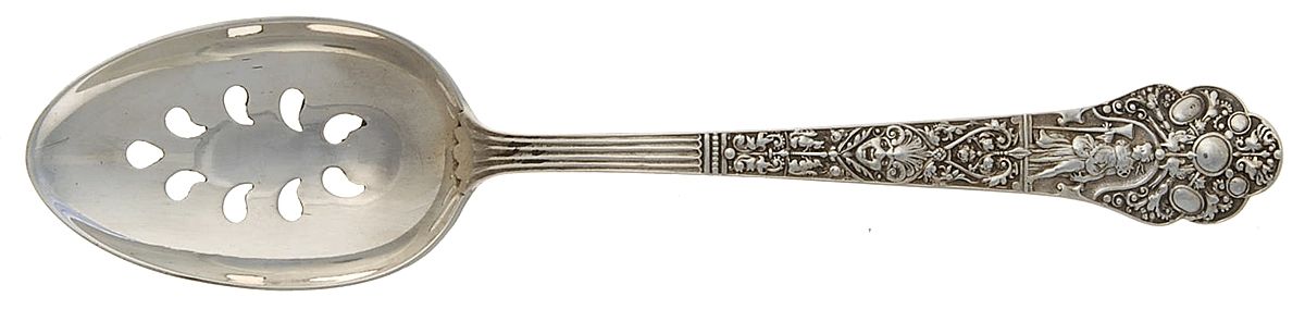 Medici-Old (Sterling, 1880, No Monograms) Pierced Tablespoon (Serving Spoon) CM by Gorham Silver-1