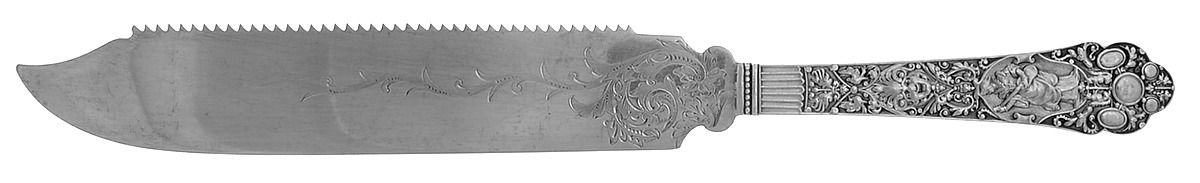 Medici-Old (Sterling, 1880, No Monograms) Solid Bright Cut Cake Saw by Gorham Silver-1